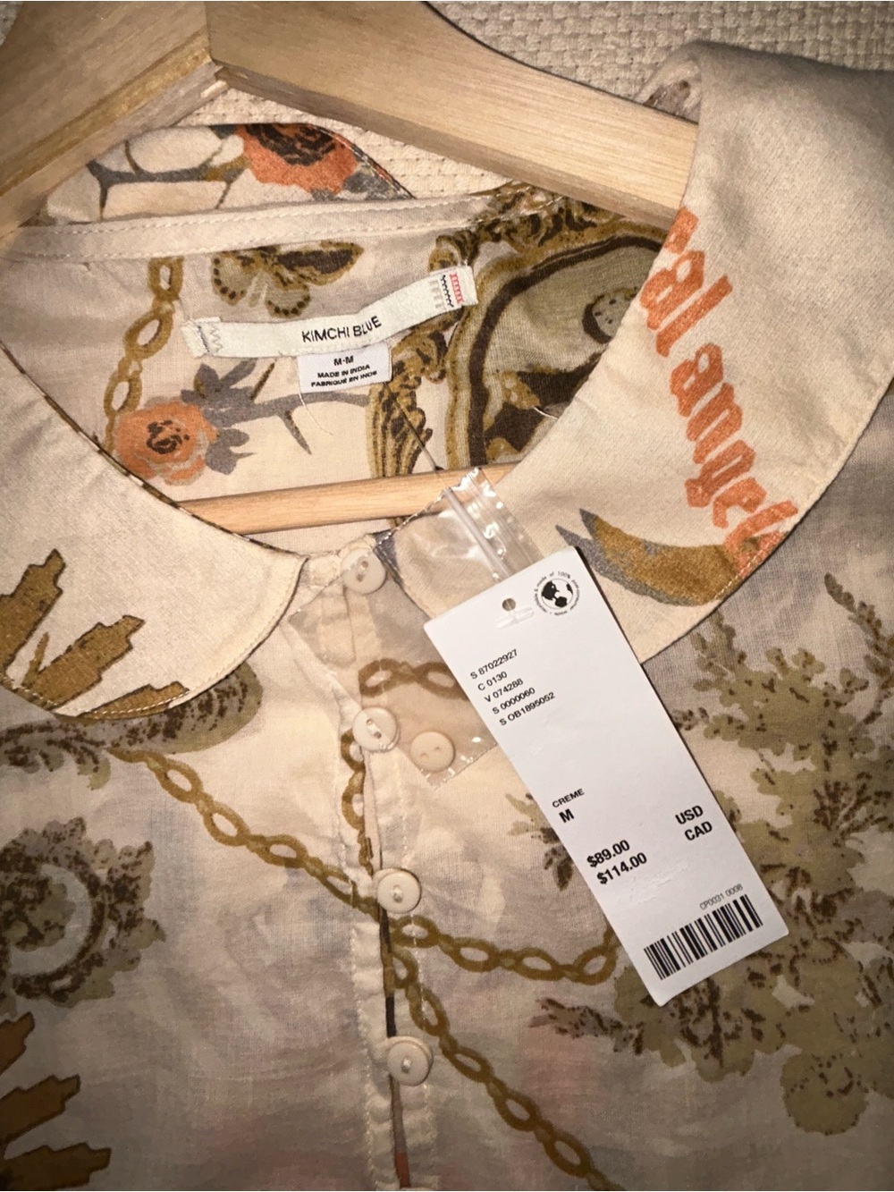 Kimchi Blue White Mini Dress with Orange and Olive Sun & Heart Print - Picture 2 of 3